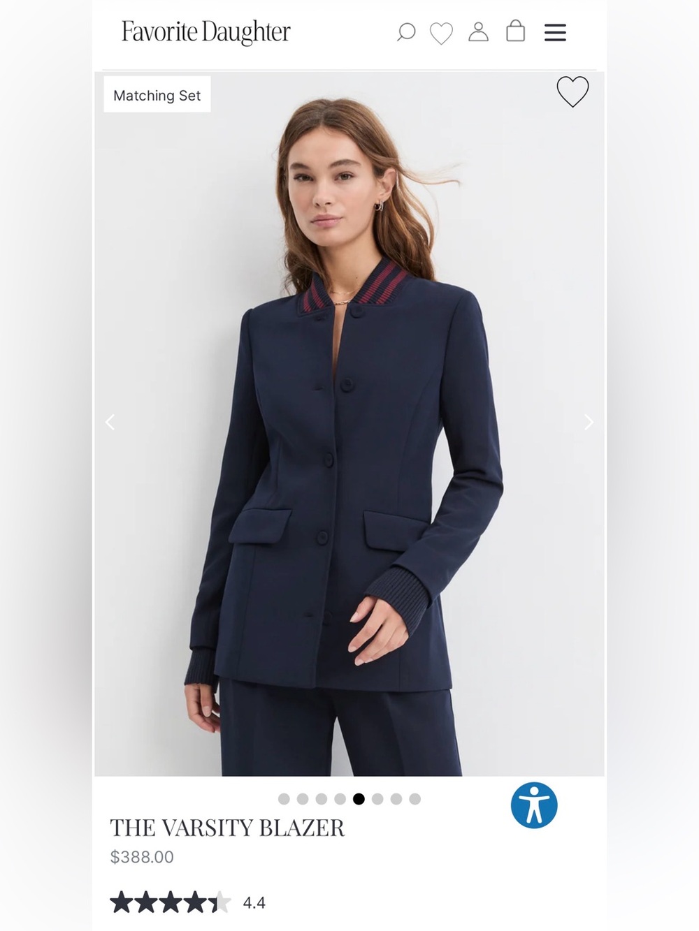 Favorite Daughter The Varsity Blazer in Navy with Red Trim